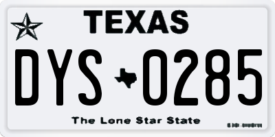 TX license plate DYS0285