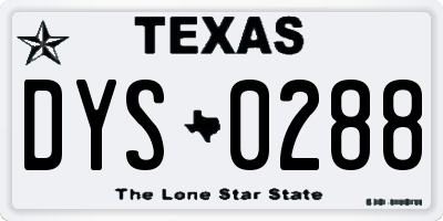 TX license plate DYS0288