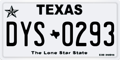 TX license plate DYS0293