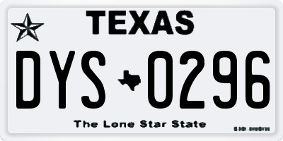 TX license plate DYS0296