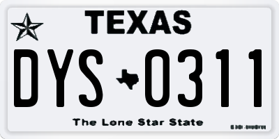 TX license plate DYS0311