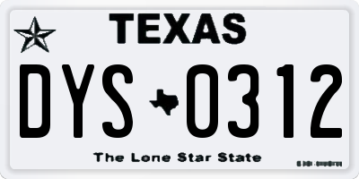 TX license plate DYS0312