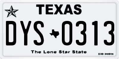 TX license plate DYS0313