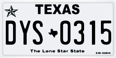 TX license plate DYS0315