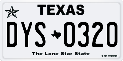 TX license plate DYS0320