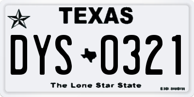TX license plate DYS0321