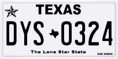 TX license plate DYS0324