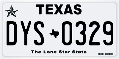 TX license plate DYS0329
