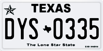 TX license plate DYS0335