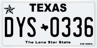 TX license plate DYS0336