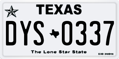 TX license plate DYS0337