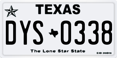 TX license plate DYS0338