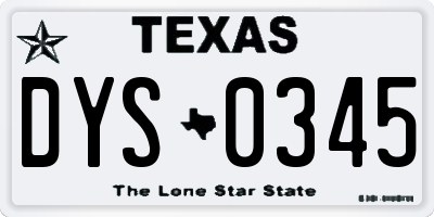 TX license plate DYS0345