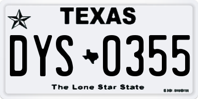TX license plate DYS0355