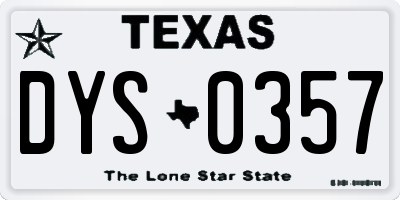 TX license plate DYS0357