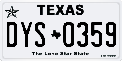TX license plate DYS0359