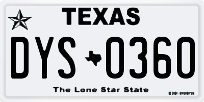 TX license plate DYS0360