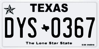 TX license plate DYS0367