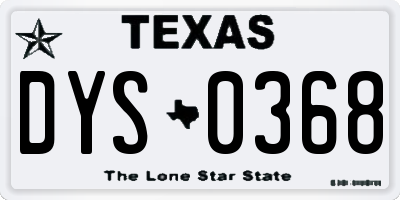 TX license plate DYS0368