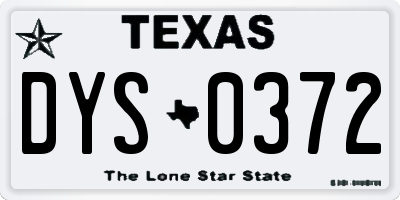TX license plate DYS0372
