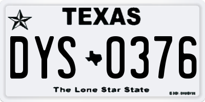 TX license plate DYS0376