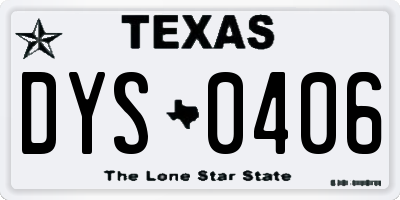 TX license plate DYS0406