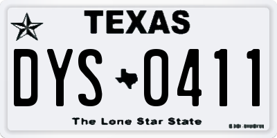 TX license plate DYS0411