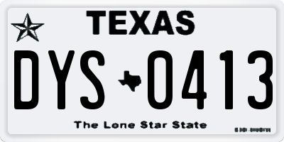 TX license plate DYS0413