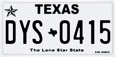 TX license plate DYS0415