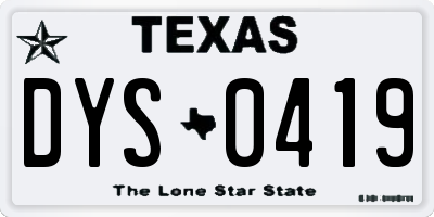 TX license plate DYS0419