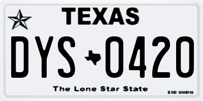 TX license plate DYS0420