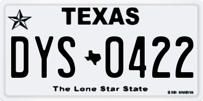 TX license plate DYS0422