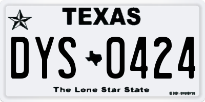 TX license plate DYS0424
