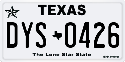 TX license plate DYS0426