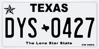TX license plate DYS0427