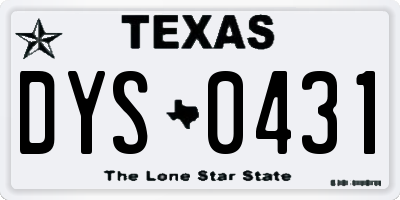 TX license plate DYS0431