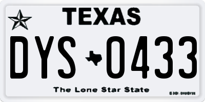 TX license plate DYS0433
