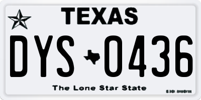 TX license plate DYS0436
