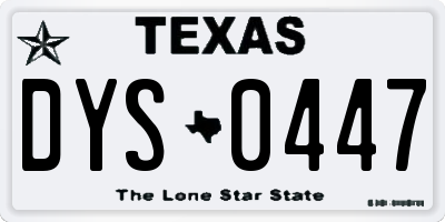 TX license plate DYS0447