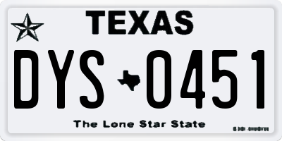 TX license plate DYS0451