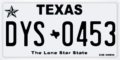 TX license plate DYS0453
