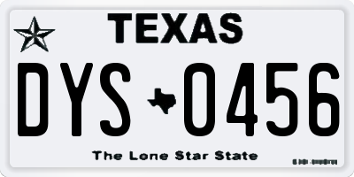 TX license plate DYS0456