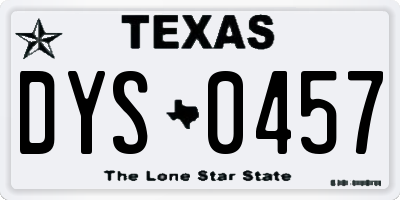 TX license plate DYS0457