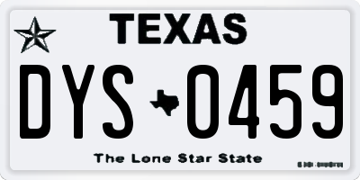 TX license plate DYS0459