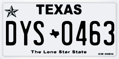 TX license plate DYS0463