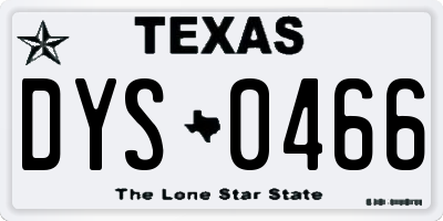 TX license plate DYS0466