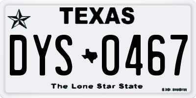 TX license plate DYS0467