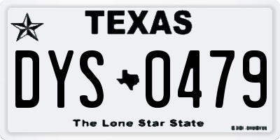 TX license plate DYS0479