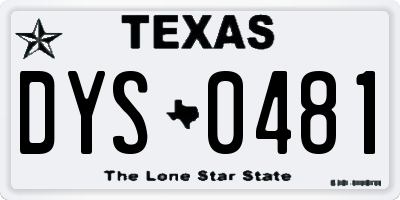 TX license plate DYS0481