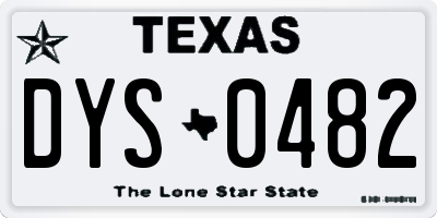 TX license plate DYS0482